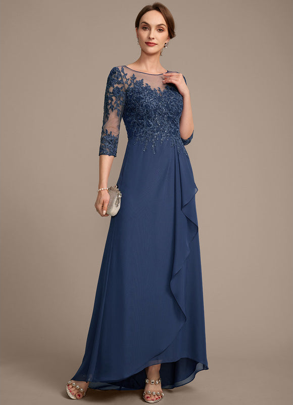 Robe Asymétrique Bleu Ornée - gallery 5