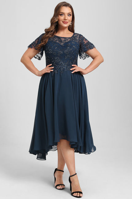 Robe Asymétrique Élégante Marine - gallery 9