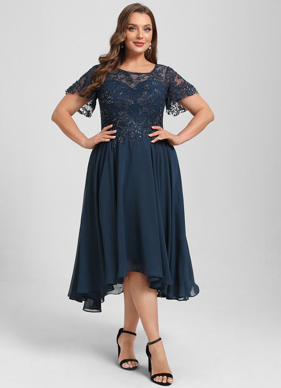 Robe Asymétrique Élégante Marine - gallery 9