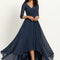 Robe Asymétrique Bleu Marine Trapèze Plissé