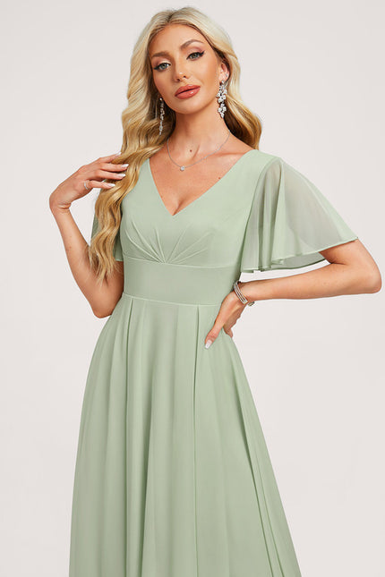 Robe Asymétrique Flottante Vert - gallery 4