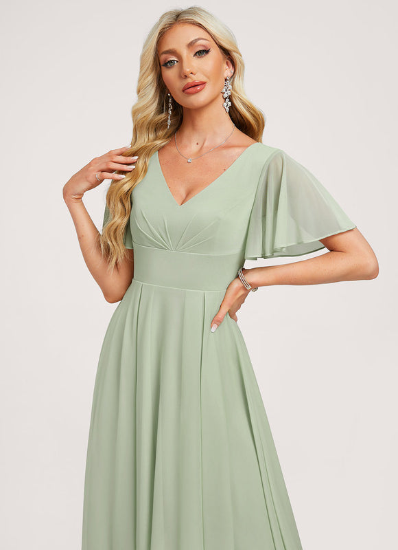 Robe Asymétrique Flottante Vert - gallery 4