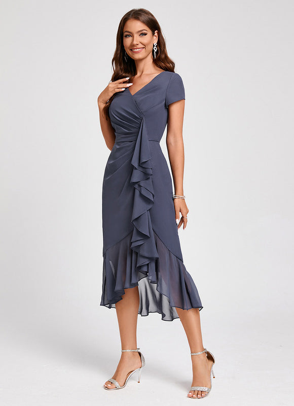 Robe Asymétrique Fluide Grisâtre