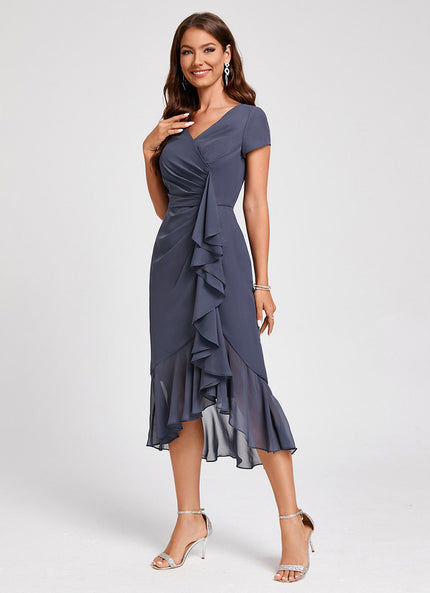 Robe Asymétrique Fluide Grisâtre