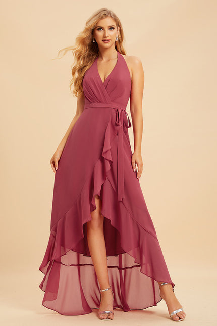Robe Asymétrique Mousseline Saumon