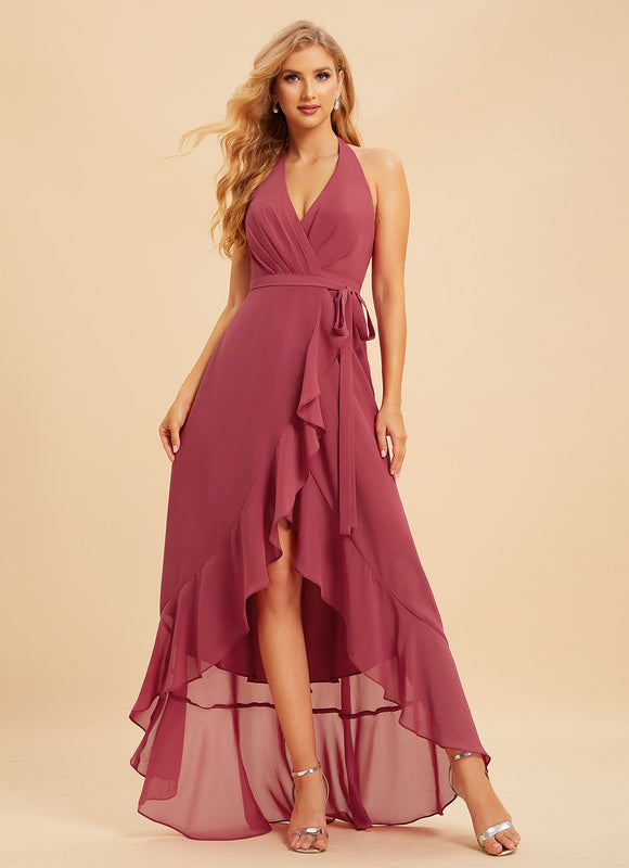 Robe Asymétrique Mousseline Saumon