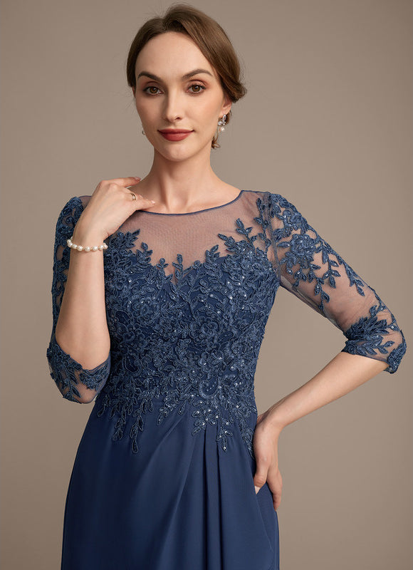 Robe Asymétrique Bleu Ornée - gallery 1