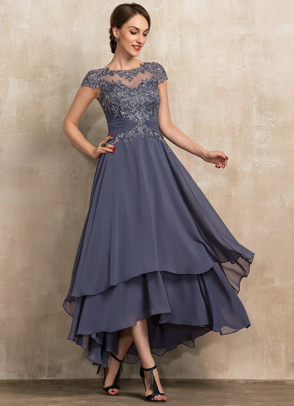 Robe Asymétrique Grise Élégante - gallery 1