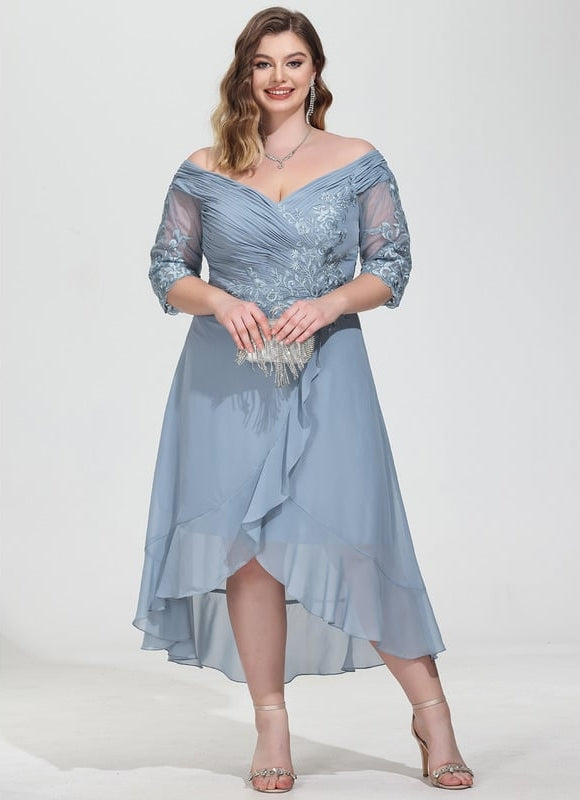 Robe Asymétrique Soirée Brodée - gallery 6