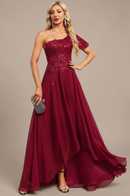 Robe Longue Asymétrique Rouge - gallery 5