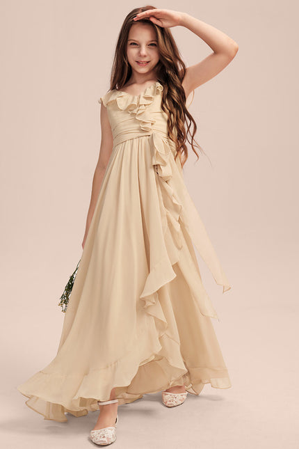 Robe Asymétrique Flottante Beige - gallery 5