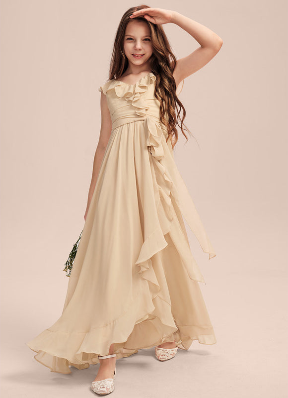 Robe Asymétrique Flottante Beige - gallery 5