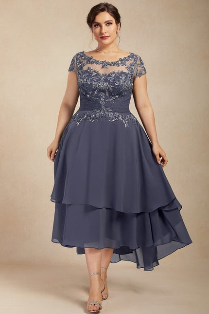 Robe Asymétrique Grise Élégante - gallery 6