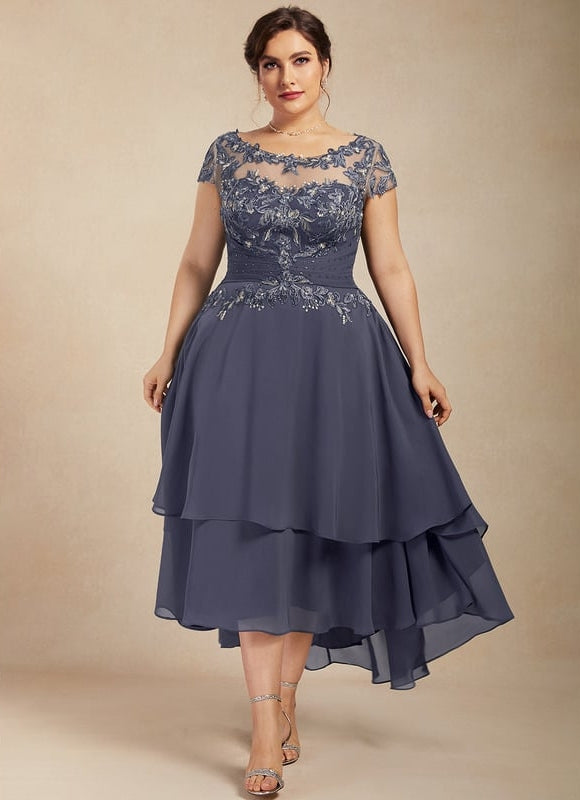 Robe Asymétrique Grise Élégante - gallery 6