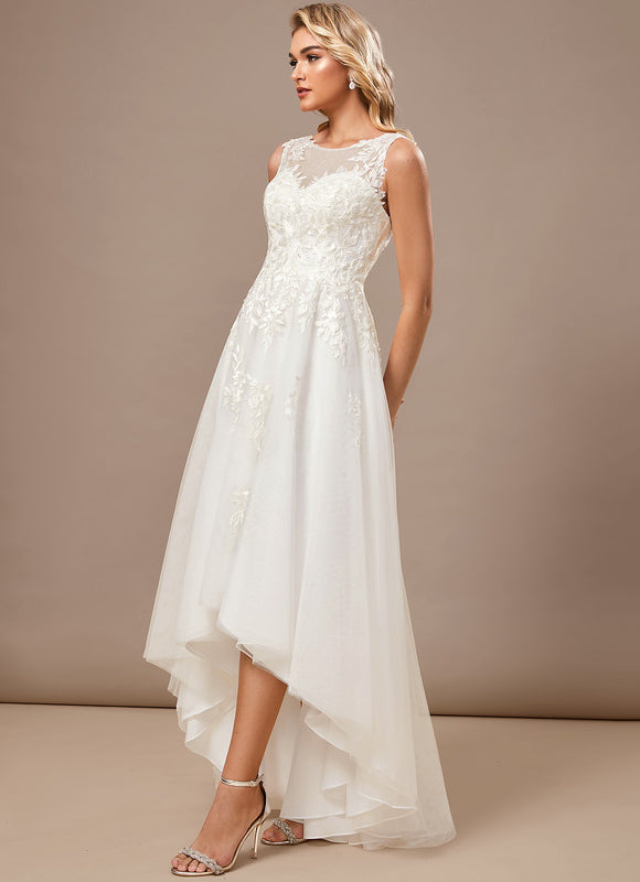 Robe Longue Asymétrique En Tulle - gallery 1