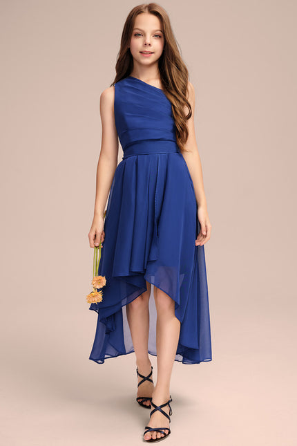 Robe Asymétrique Chiffon Bleu - gallery 2