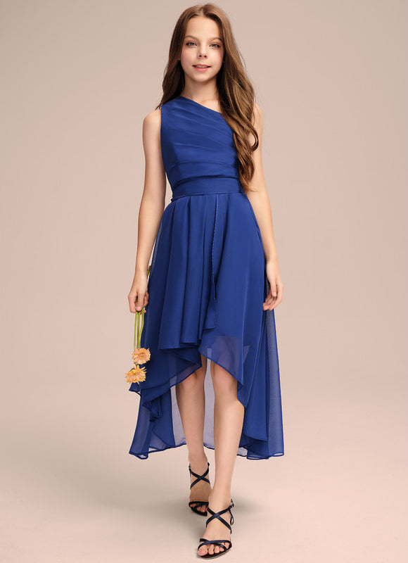 Robe Asymétrique Chiffon Bleu - gallery 2