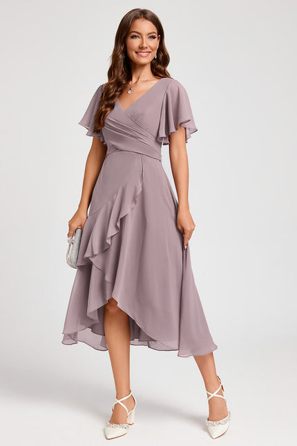 Robe Asymétrique Fluide Rose Pâle