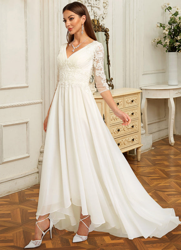 Robe Asymétrique Élégante Dentelle - gallery 2