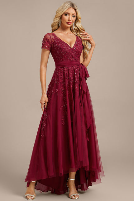 Robe Asymétrique Soirée Bordeaux Élégante - gallery 5