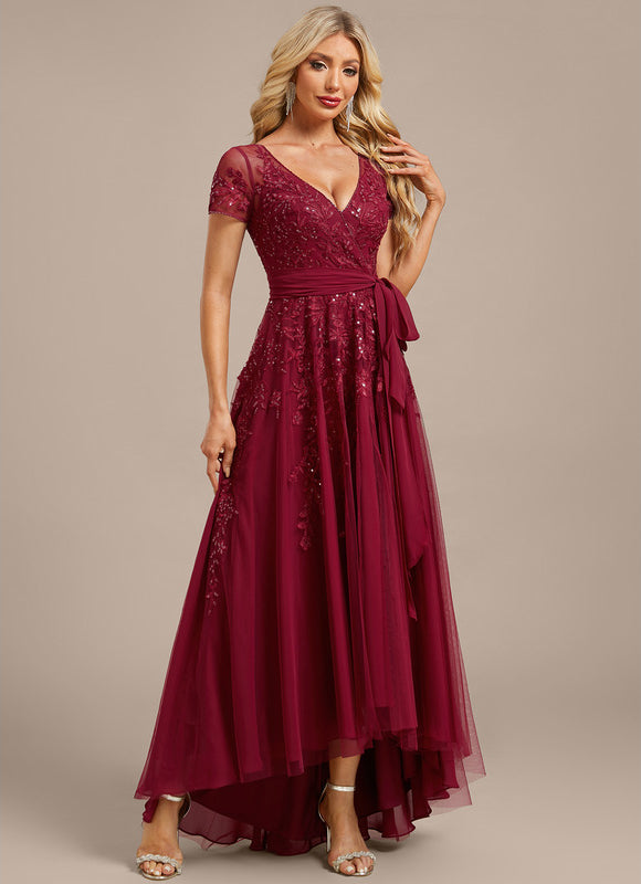 Robe Asymétrique Soirée Bordeaux Élégante - gallery 5