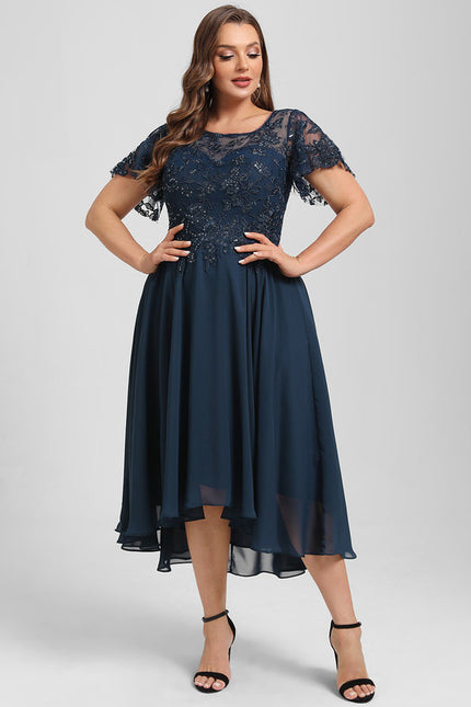 Robe Asymétrique Élégante Marine - gallery 8