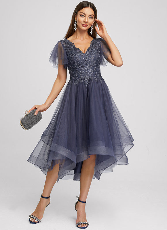 Robe Asymétrique Tulle Asymétrique Scintillante - gallery 4