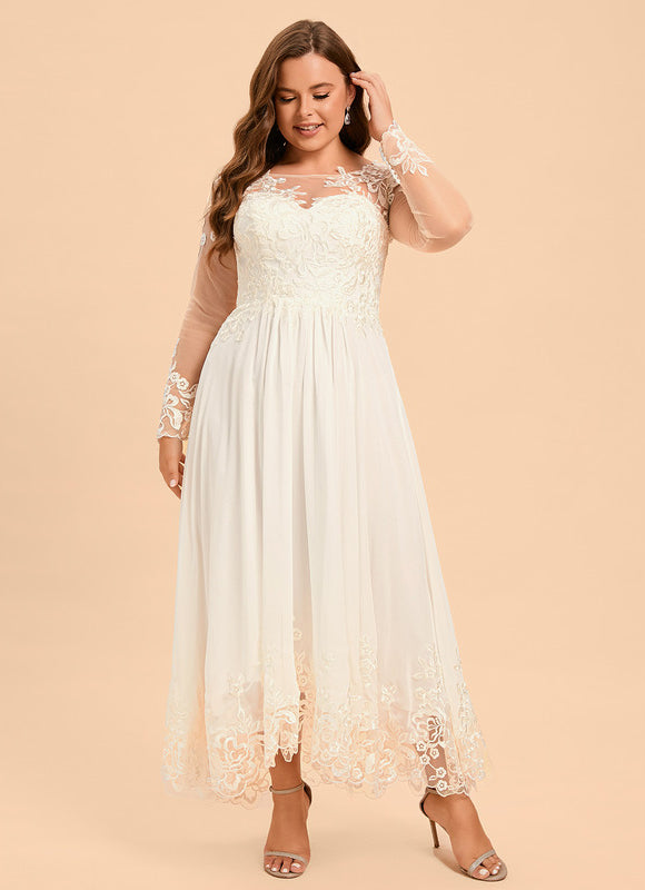 Robe Asymétrique En Dentelle Délicate - gallery 8