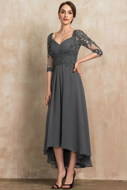 Robe Asymétrique Mousseline Bleu Profond - gallery 4
