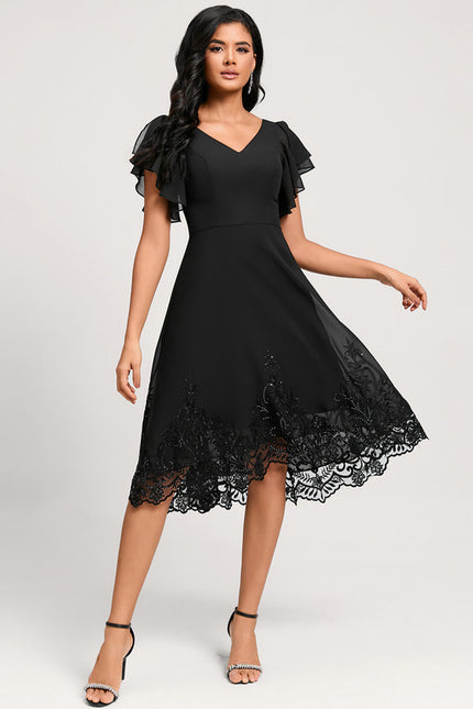 Robe Asymétrique Dentelle Élégante - gallery 4