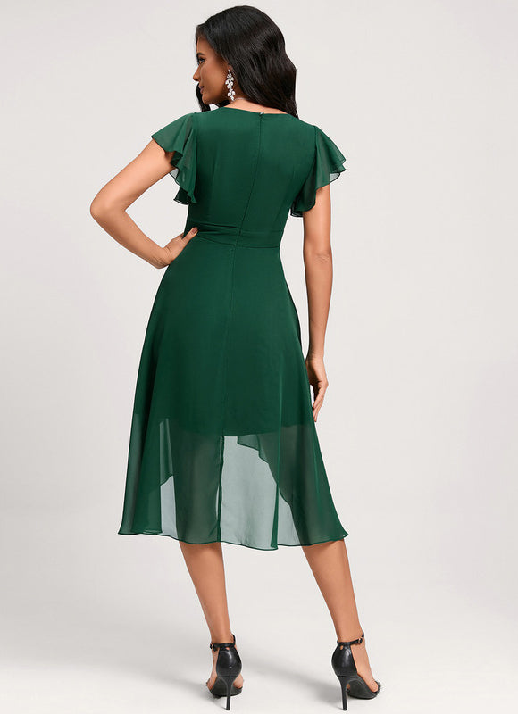 Robe Asymétrique Fluide Vert Pâle - gallery 4