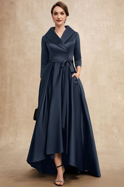 Robe Asymétrique Satin Col Châle - gallery 2