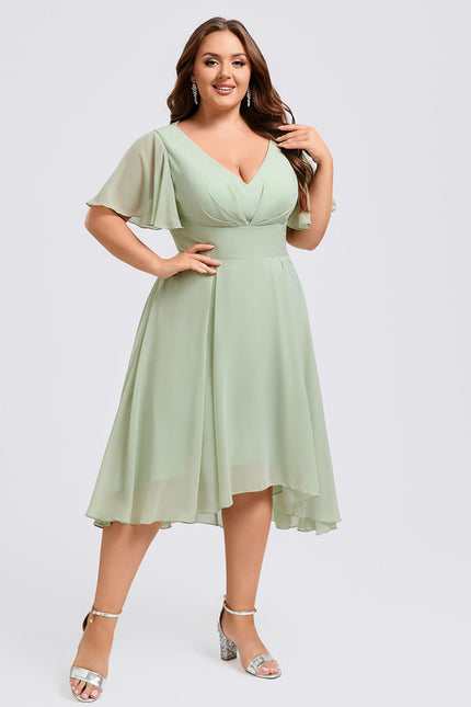 Robe Asymétrique Fluide Vert Pâle - gallery 7