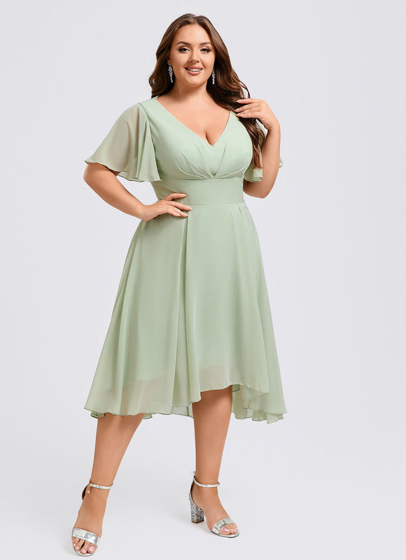 Robe Asymétrique Fluide Vert Pâle - gallery 7