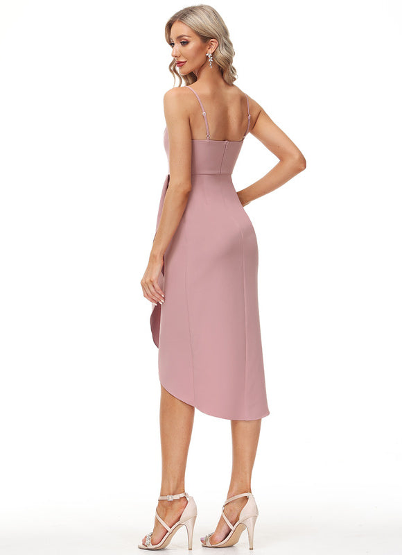 Robe Asymétrique Satin De Sable - gallery 5