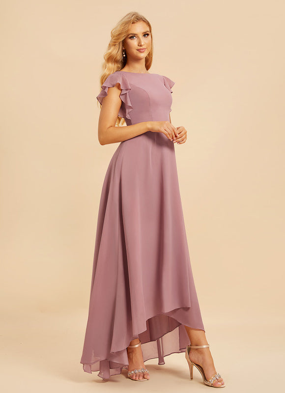 Robe Asymétrique Fluide À Volants