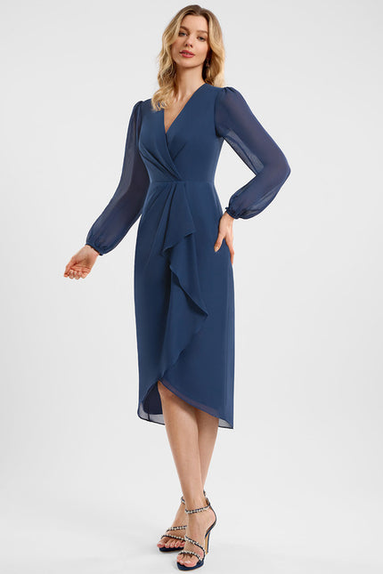 Robe Asymétrique Cocktail Bordeaux Volants - gallery 5