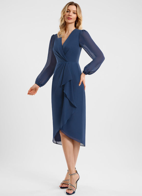 Robe Asymétrique Cocktail Bordeaux Volants - gallery 5