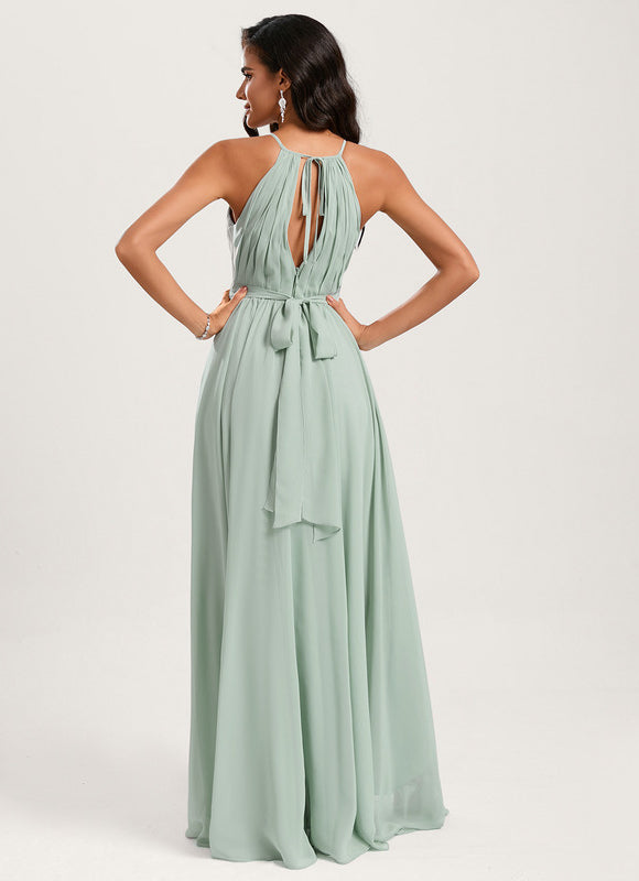 Robe Asymétrique Mousseline Saumon - gallery 4
