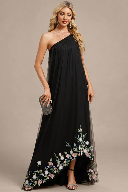 Robe Trapèze Asymétrique Fleurie - gallery 1