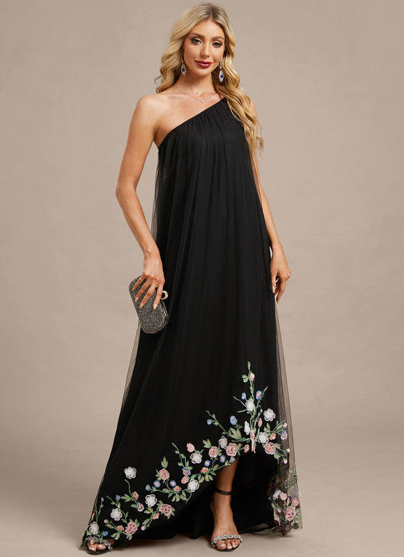 Robe Trapèze Asymétrique Fleurie - gallery 1