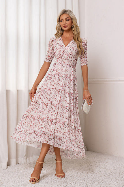 Robe Longue Asymétrique Fleurie - gallery 3