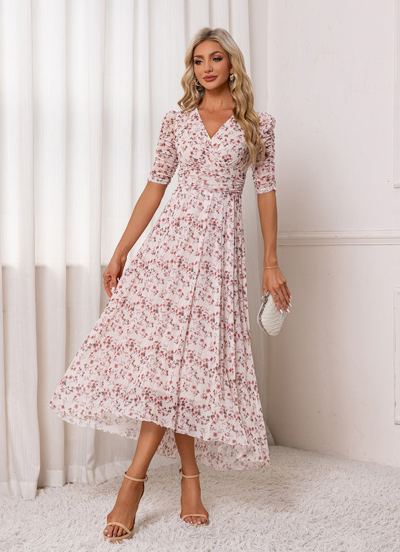 Robe Longue Asymétrique Fleurie - gallery 3