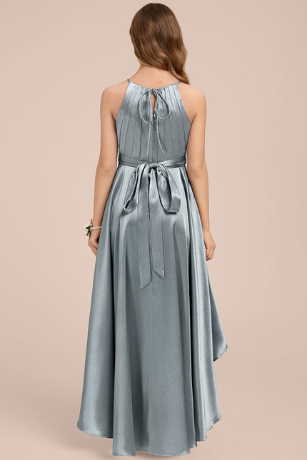 Robe Asymétrique Satinée Asymétrique Marine - gallery 1