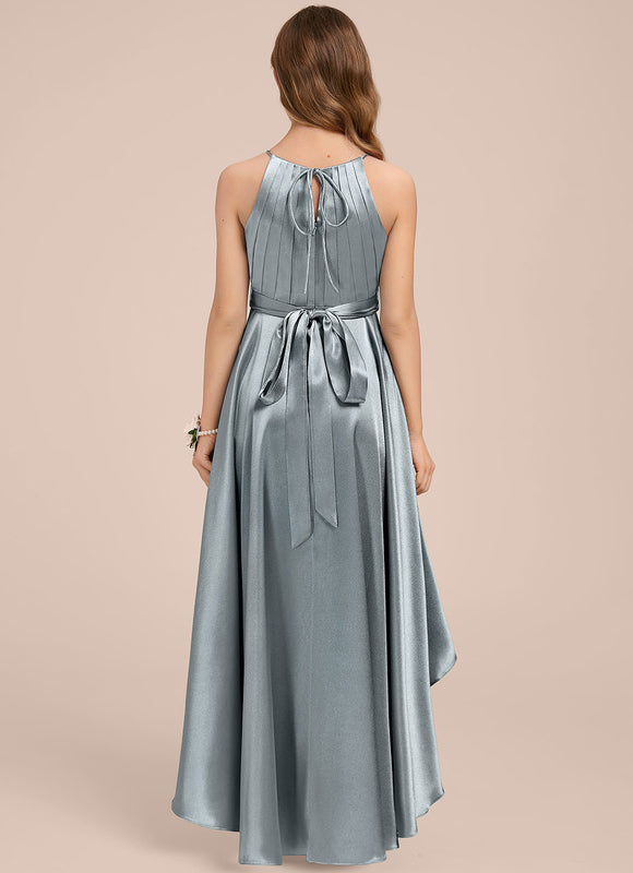 Robe Asymétrique Satinée Asymétrique Marine - gallery 1