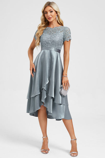 Robe De Cocktail Asymétrique Dentelle - gallery 2