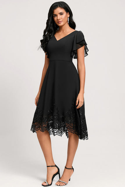 Robe Asymétrique Dentelle Élégante