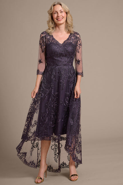 Robe Asymétrique Violette Brodée - gallery 1