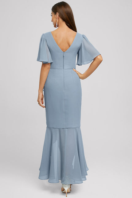 Robe Asymétrique Fluide Bleu Ciel - gallery 6
