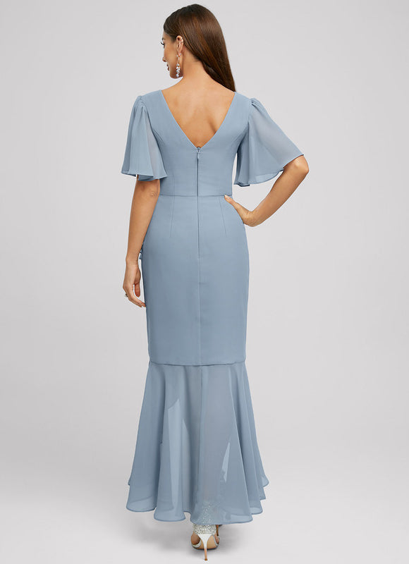 Robe Asymétrique Fluide Bleu Ciel - gallery 6